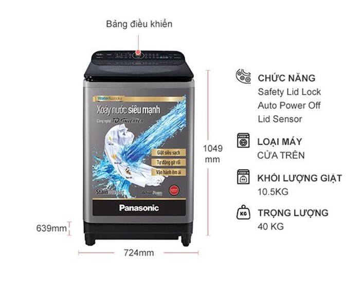 Image Máy Giặt PANASONIC 10.5 Kg NA-FD10AR1GV O1 2