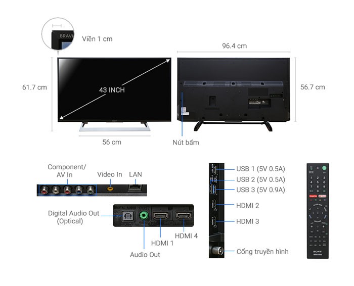 Image Android Tivi Sony 4K 43 inch KD-43X8000E 3