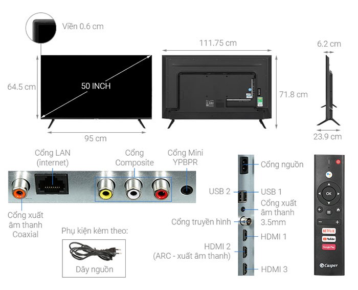 Image Android Tivi Casper 4K 50 inch 50UGA610 1