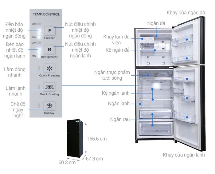 Image Tủ lạnh Aqua Inverter 345 lít AQR-IG356DN GBN 4