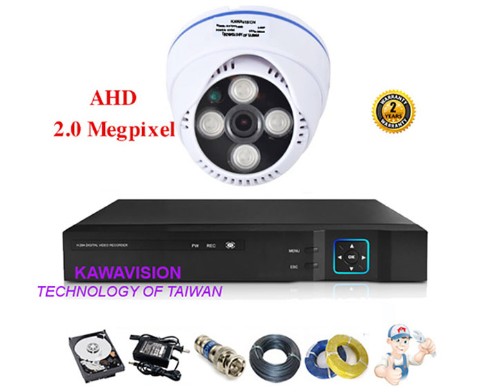Bộ 1 camera KAWAVISION dome hồng ngoại 2.0 MP