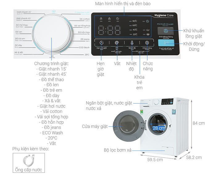 Image Máy giặt Casper Inverter 10.5 kg WF-105I140BWC 3