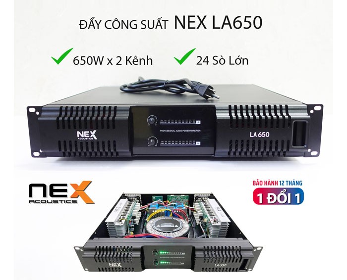 Image Cục đẩy công suất 2 kênh NEX LA650  1