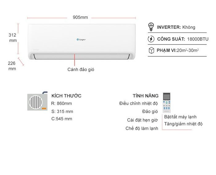 Image Điều hòa Casper 1 chiều 18.000BTU SC-18FS32 2