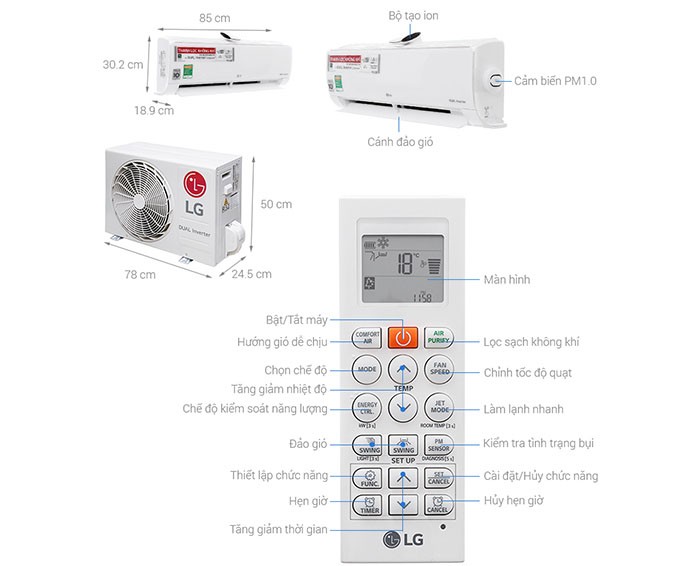 Image Điều hòa LG Wifi Inverter 1 HP V10APF 3