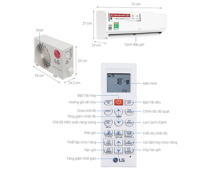 Image Điều hòa LG Inverter 1 HP V10ENW 1
