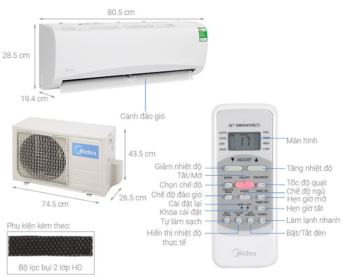 Image Điều hòa Midea 1 HP MSAFA-10CRN8 1