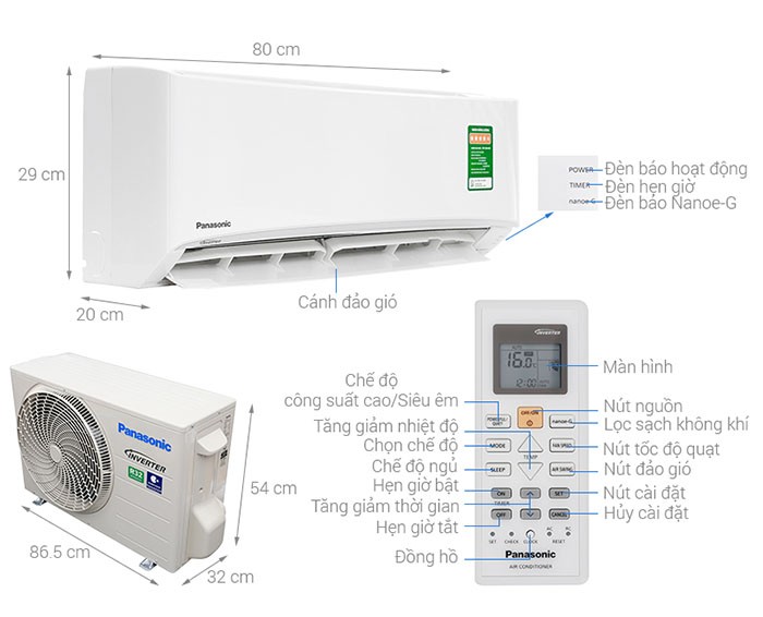 Image Điều hòa Panasonic Inverter 1.5 HP CU/CS-PU12UKH-8 3
