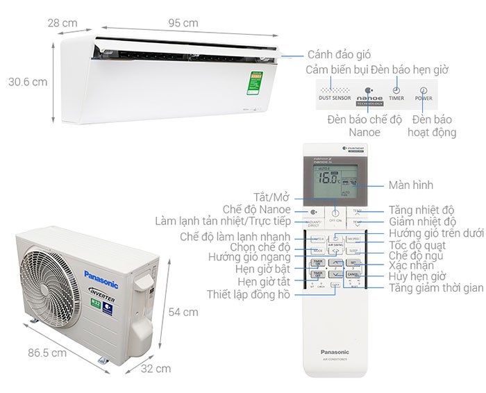 Image Điều hòa Panasonic Inverter 1.5 HP CU/CS-VU12UKH-8 3
