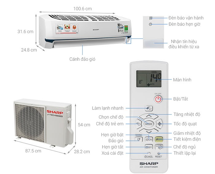 Image Điều hòa Sharp Inverter 2 HP AH-X18XEW  3