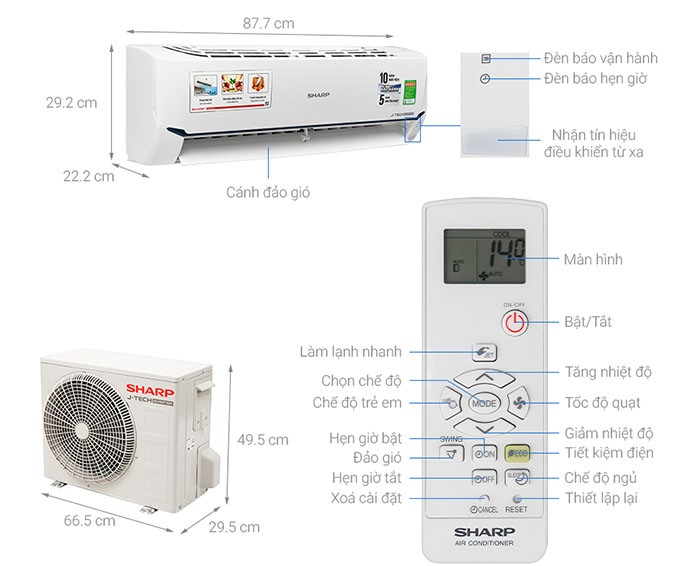 Image Máy lạnh Sharp Inverter 1 HP AH-X9XEW 3