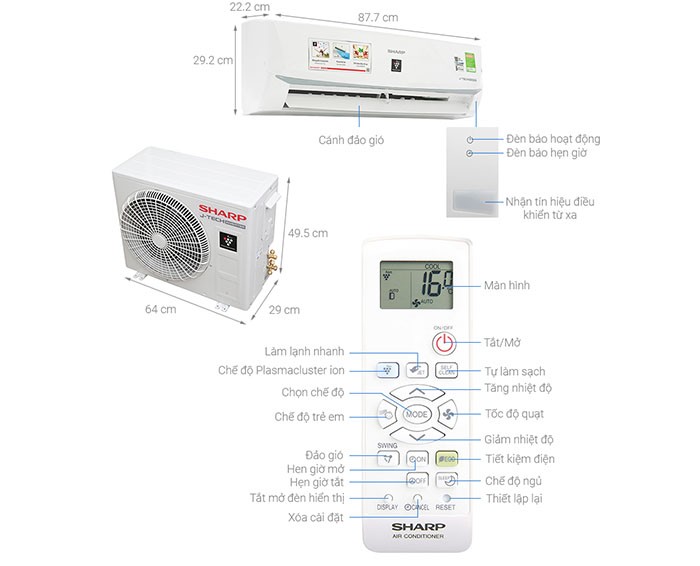 Image Điều hòa Sharp Inverter 1.5 HP AH-XP13WMW 1