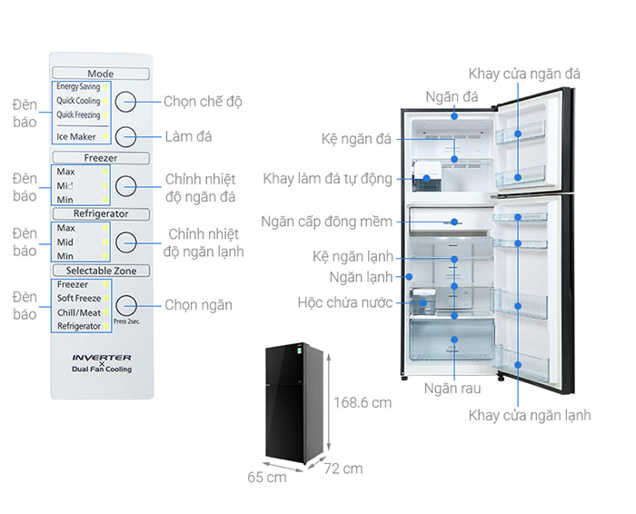 Image Tủ lạnh Hitachi Inverter 349 lít R-FVY480PGV0 GBK 3