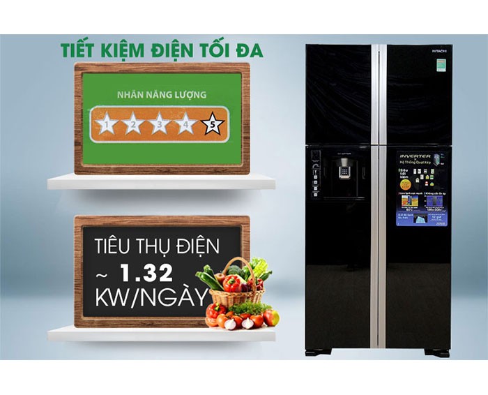 Image Tủ lạnh Hitachi Inverter 540 lít R-W660PGV3 2