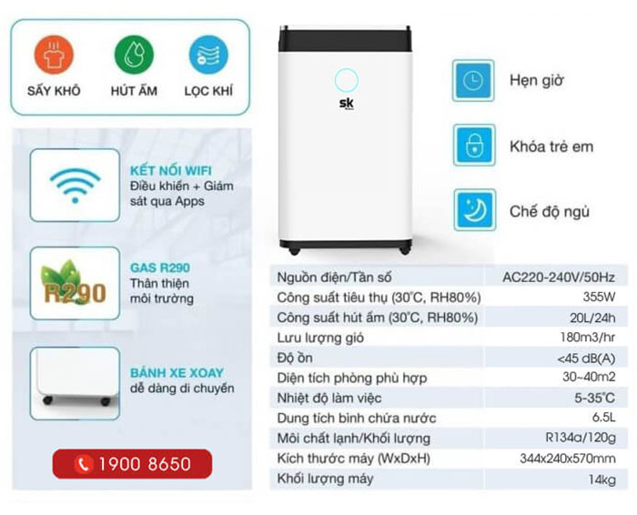 Image Máy Hút Ẩm SK Sumikura 25 Lít SK-260LA 3
