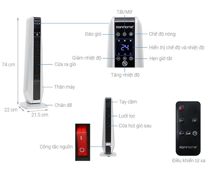 Image Quạt sưởi gốm Korihome EHK-362 2