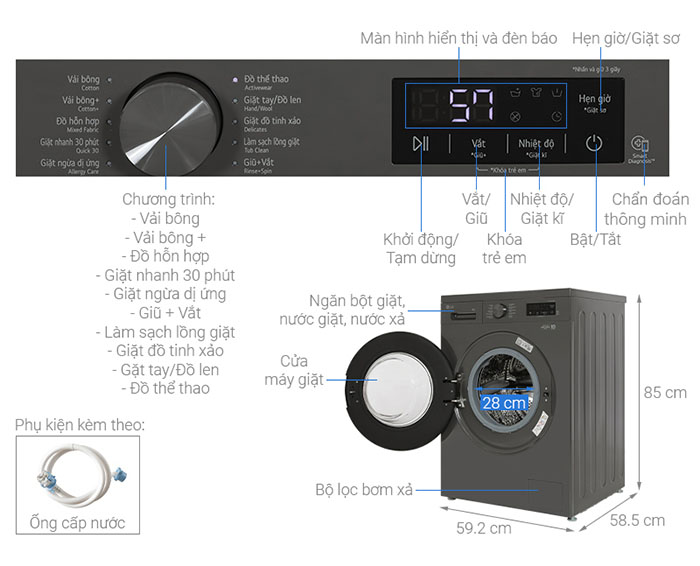 Image Máy giặt LG Inverter 9 kg FB1209S6M 1