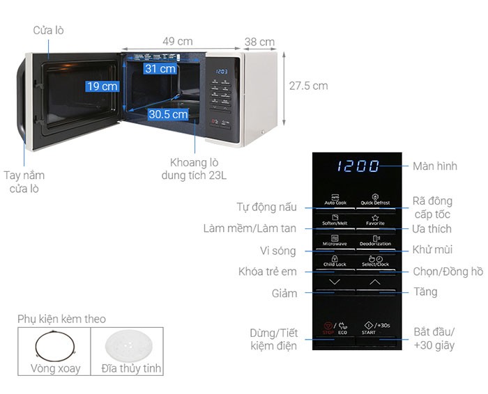 Image Lò vi sóng Samsung MS23K3513AS/SV-N 23 lít 1