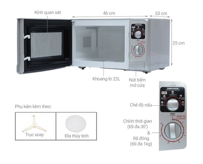 Image Lò vi sóng Sharp R-20A1(S)VN 22 lít 3
