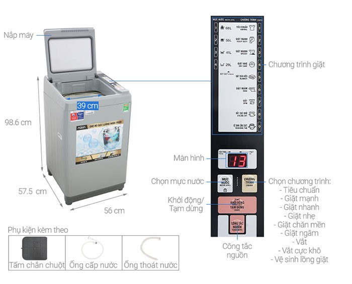 Image Máy giặt Aqua 8 Kg AQW-S80CT H2 3