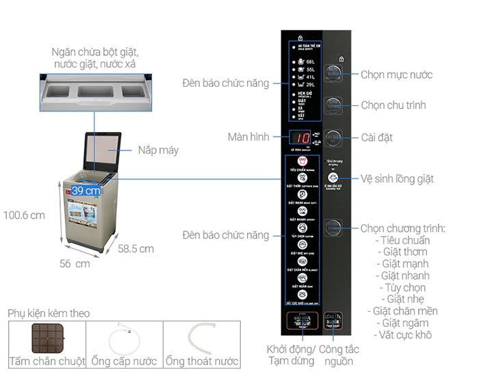 Image Máy giặt Aqua 9 Kg AQW-U91CT N 3