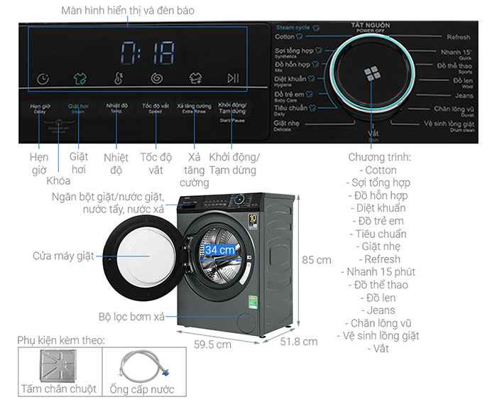 Image Máy giặt Aqua Inverter 9.5 kg AQD-A952J BK 4