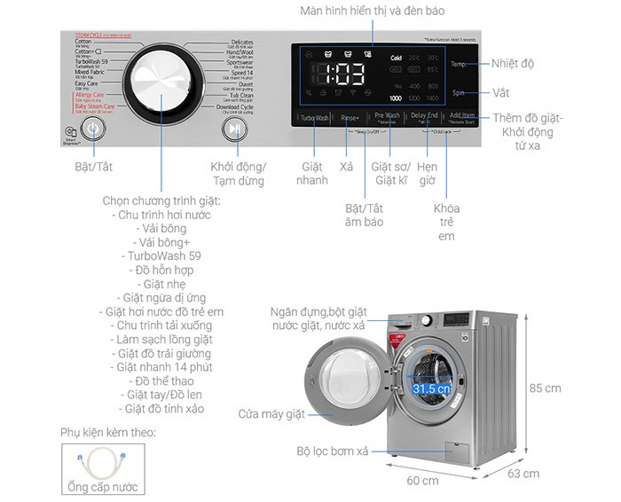Image Máy giặt LG Inverter 9 kg FV1409S2V 1