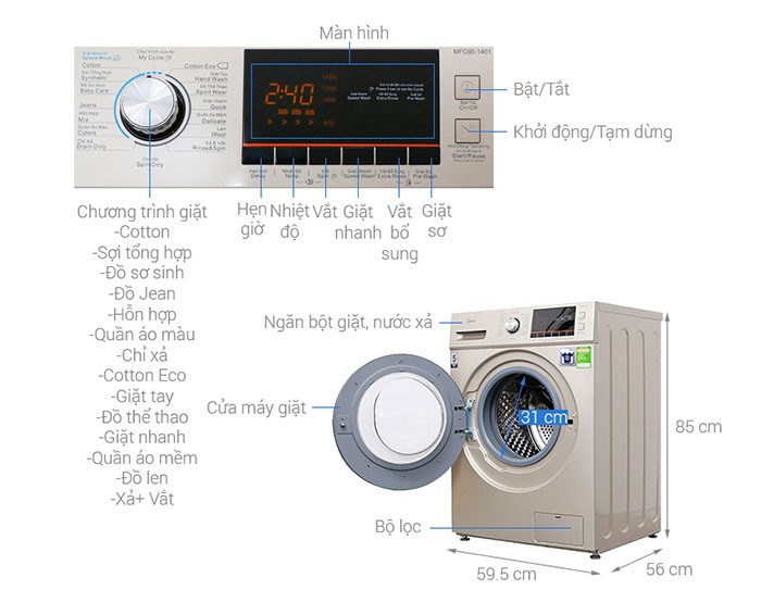 Image Máy giặt Midea 8 kg MFC80-1401 1