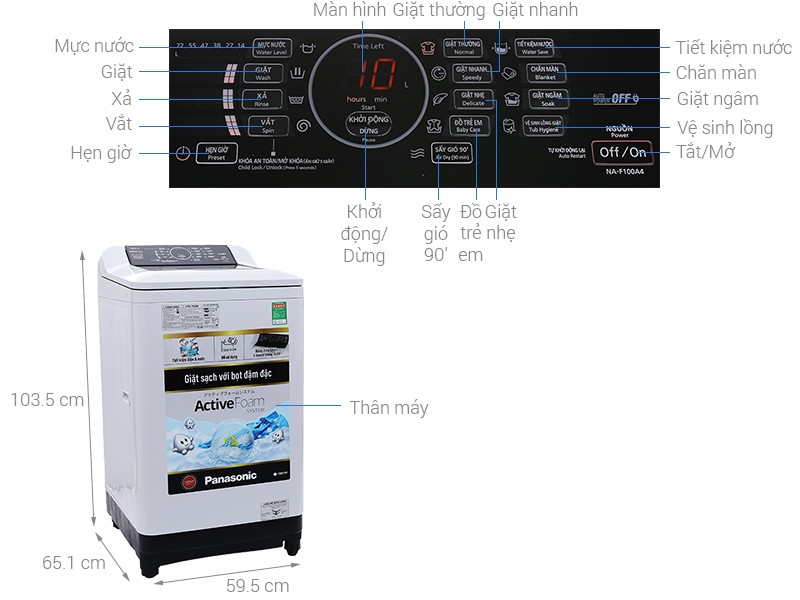 Image Máy giặt Panasonic 10 kg NA-F100A4GRV 1