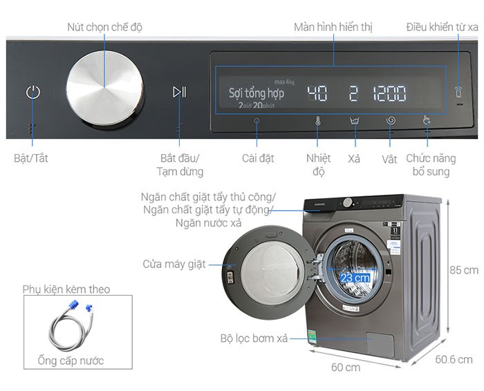 Image Máy giặt Samsung AI Inverter 10kg WW10T634DLX/SV 1