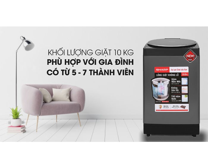 Image Máy giặt Sharp 10 kg ES-W100PV-H 3