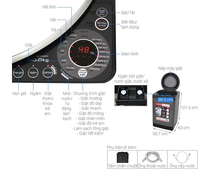 Image Máy giặt Sharp 10 kg ES-W100PV-H 4