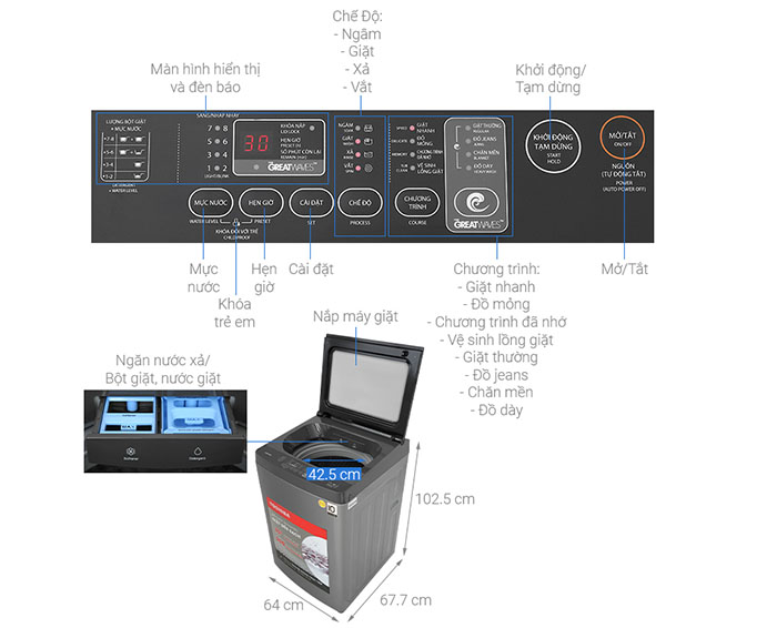 Image Máy giặt Toshiba Inverter 17 kg AW-DUN1800MV(SG) 4