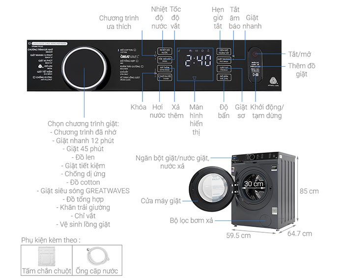 Image Máy giặt Toshiba Inverter 10.5 Kg TW-BK115G4V (MG) 1