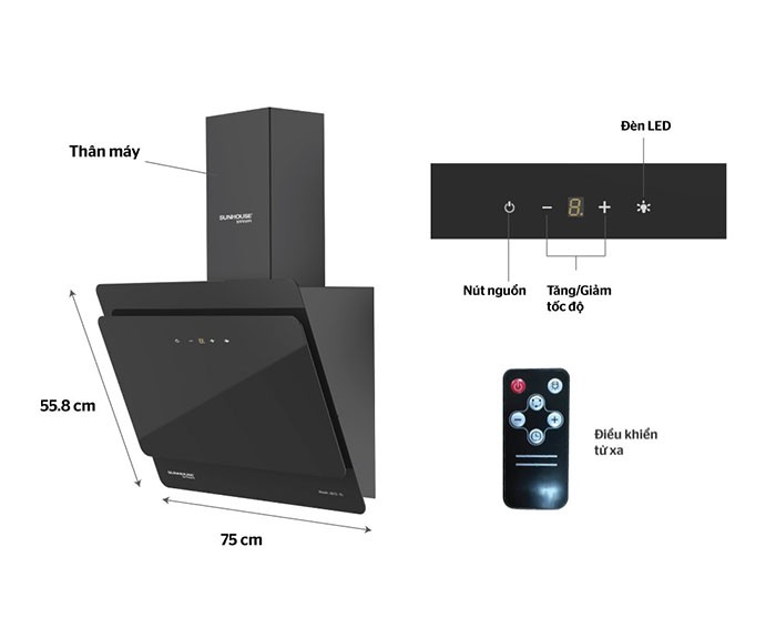 Image Máy hút mùi cao cấp kính vát Sunhouse Mama MMB6818-70 5