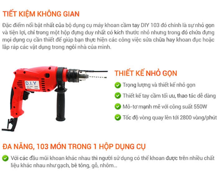 Image Bộ Máy Khoan Cầm Tay 103 Món DIY103 1
