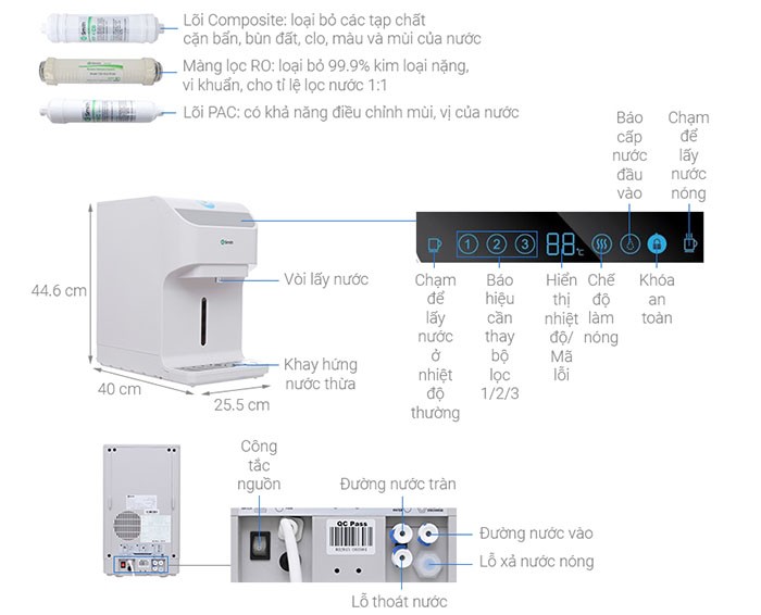 Image Máy lọc nước RO có nước nóng AOSmith AR75-A-S-H1 3 lõi 3