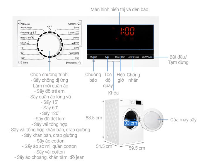 Image Máy sấy thông hơi Galanz 7 Kg DV-70T5C(W) 1