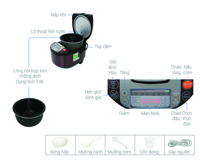 Image Nồi cơm điện tử Supor 1.8 lít 50FC533VN-75 3