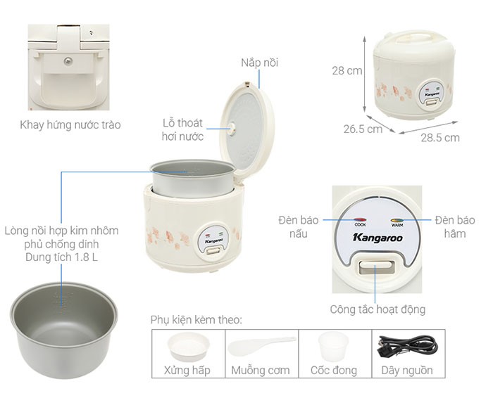 Image Nồi cơm điện Kangaroo 1.8 lít KG18RC3 1