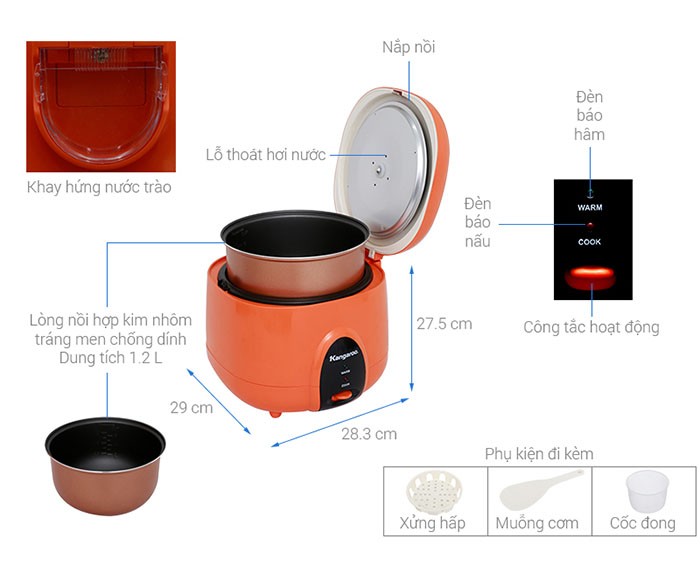 Image Nồi cơm điện Kangaroo 1.2 lít KG826S 1