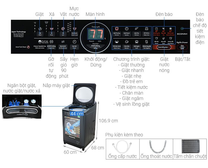 Image Máy giặt Panasonic Inverter 12.5 Kg NA-FD12VR1BV 4