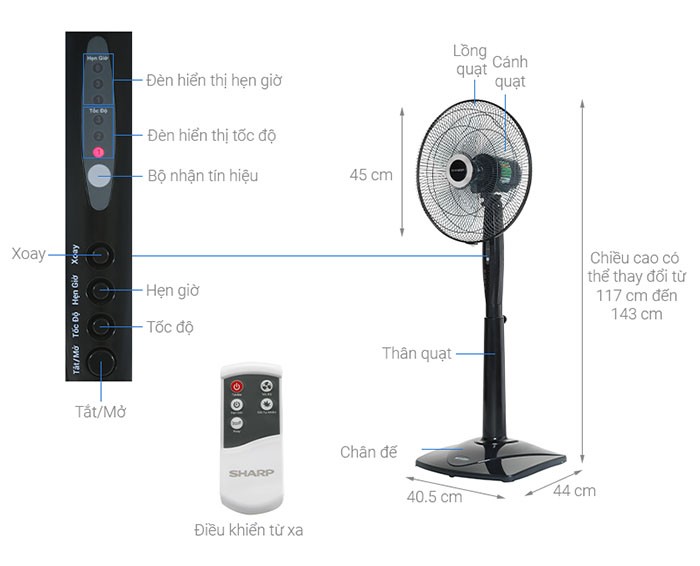 Image Quạt đứng Sharp PJ-S40RV-DG 1