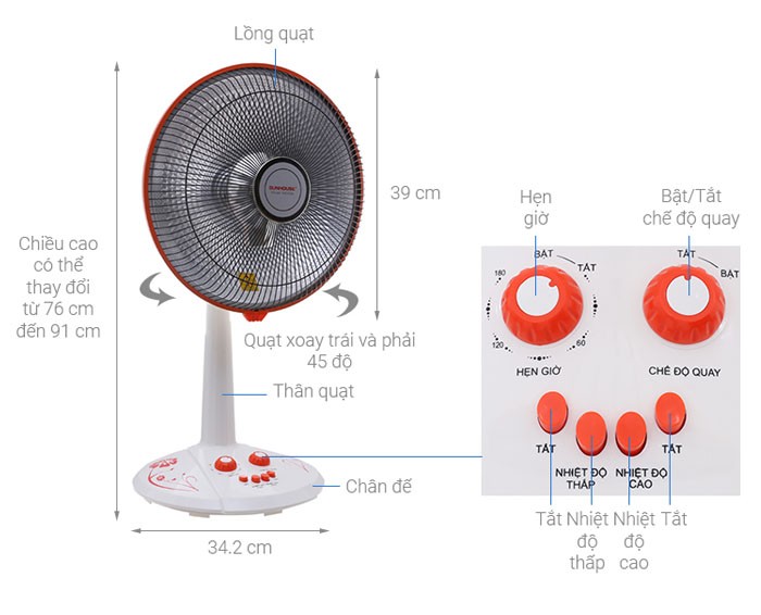 Image Quạt sưởi halogen Sunhouse SHD7006 1