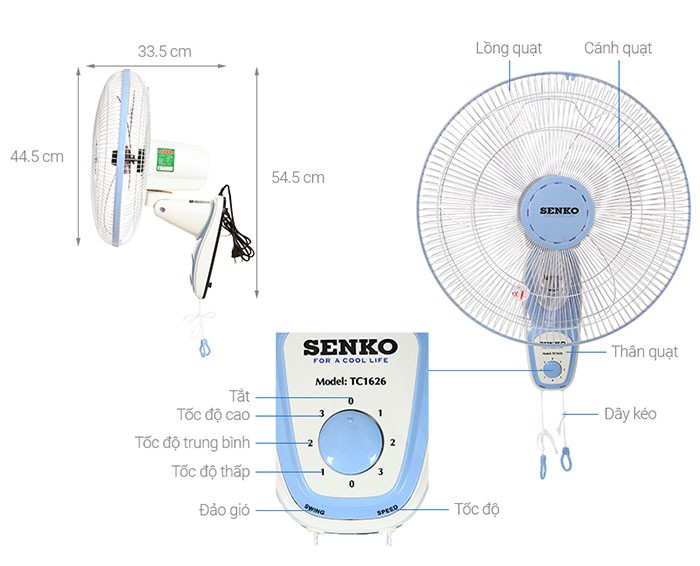 Image Quạt treo Senko TC1626 1