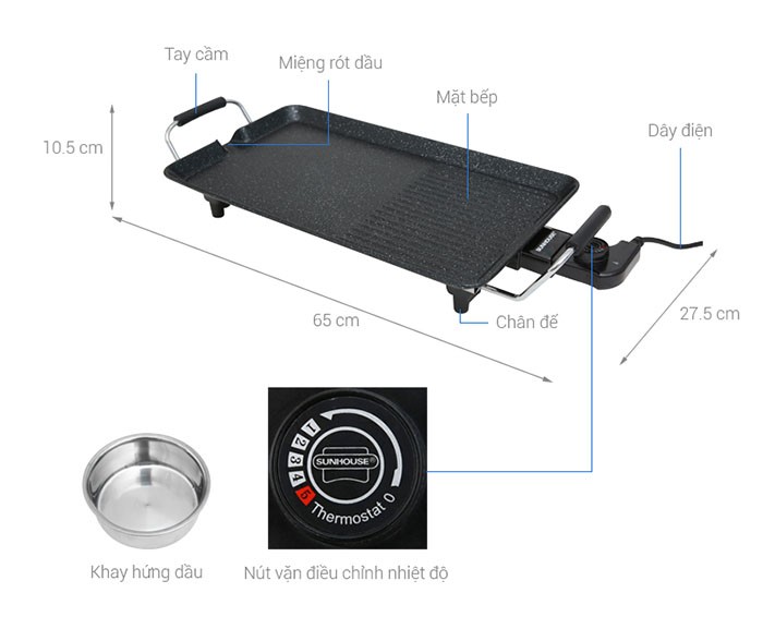 Image Bếp nướng điện Sunhouse SHD4600 1600 W 2
