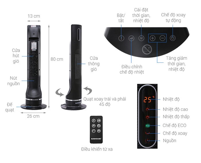 Image Quạt sưởi gốm Sunhouse SHD7073-KG 3
