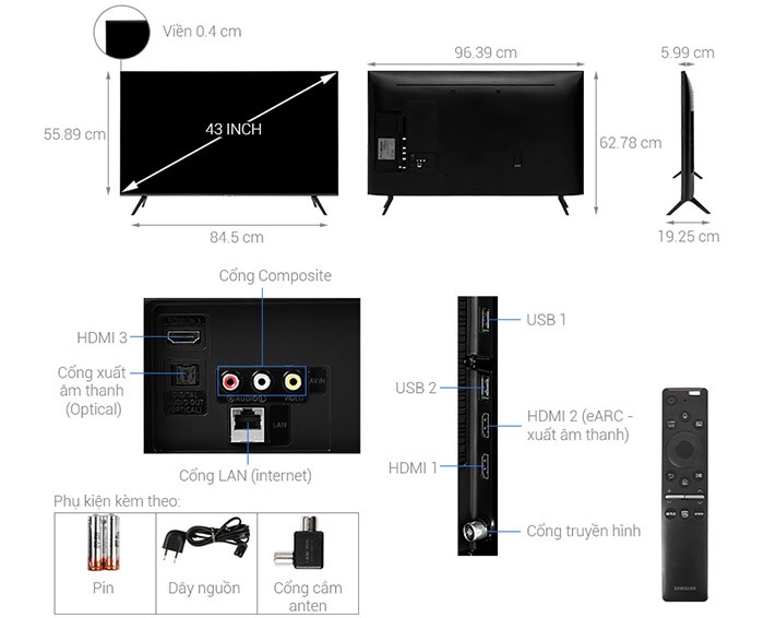 Image Smart Tivi Samsung 4K 43 inch UA43TU8100 2
