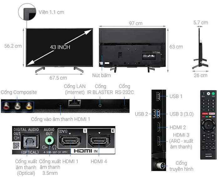 Image Android Tivi Sony 4K 43 inch KD-43X8000G 2