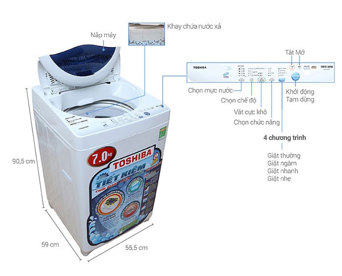 Image Máy giặt Toshiba 7 kg AW-A800SV 2